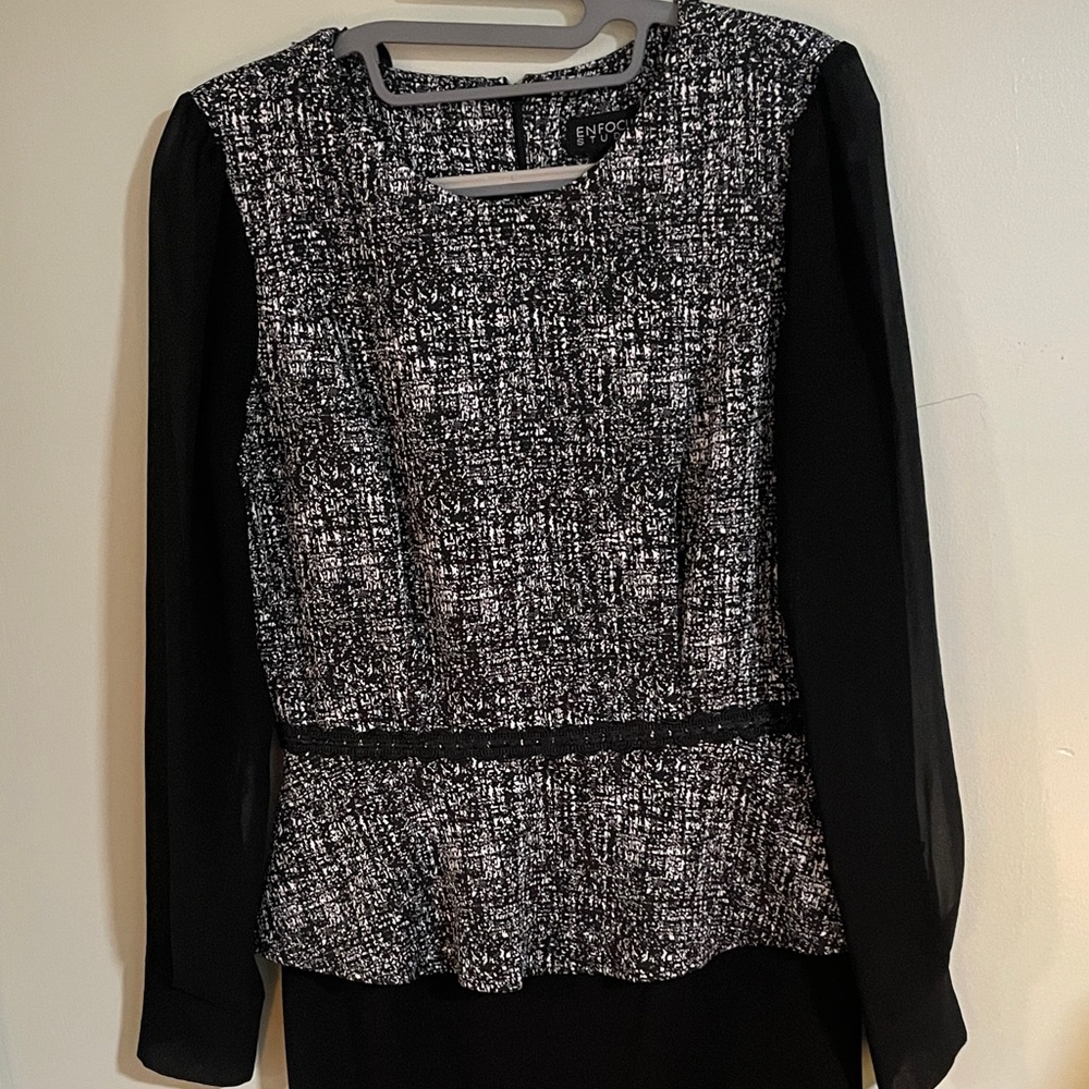 Chic Black and White Long Sleeve Dress